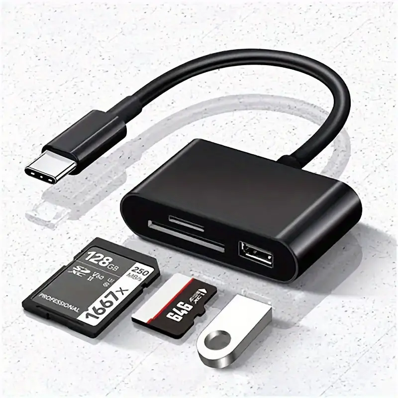 Adaptador USB 5 en 1 a Micro SD / TF y 3 USB