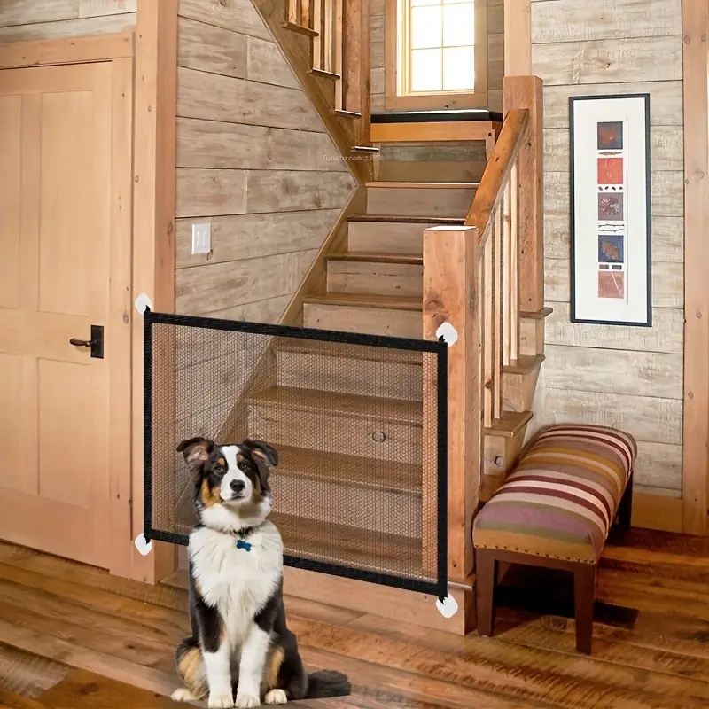 Porte magique pour chiens Portail d'escalier pliable pour animaux de  compagnie Filet d'isolation pour animaux de compagnie Filet de sécurité  intérieur et extérieur