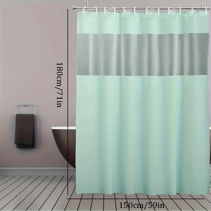 Shower Curtain Simple Color Blocking 12 Hooks Bath Curtain - Temu