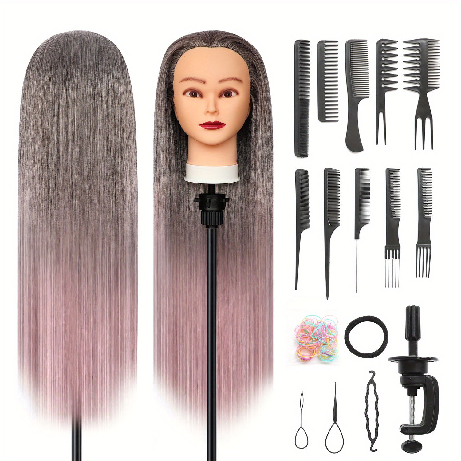 Training Model Head Hairdresser Styling Head 100% Synthetic - Temu