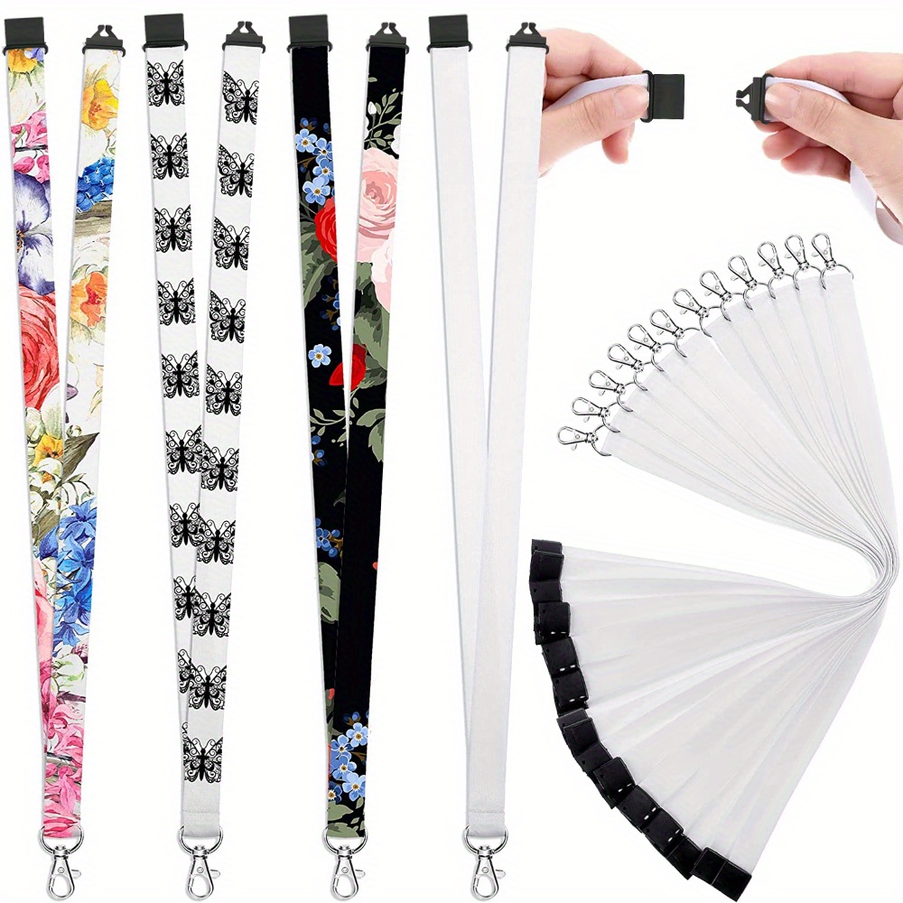 10/20/30pcs Sublimation Lanyard Blank White Sublimation Neck Lanyards  Neoprene DIY Sublimation Lanyards Christmas Gifts For Keychain Card Name  Badge H