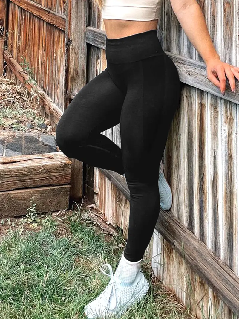 Solid Color Butt Lifting Workout Leggings Women High Waist - Temu