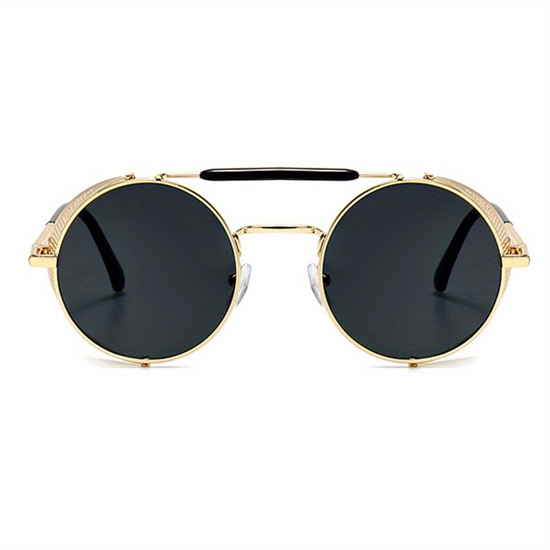 Retro Round Metal Sunglasses Steampunk Men's Glasses Sunshades UV Protection,Sun Glasses,Temu