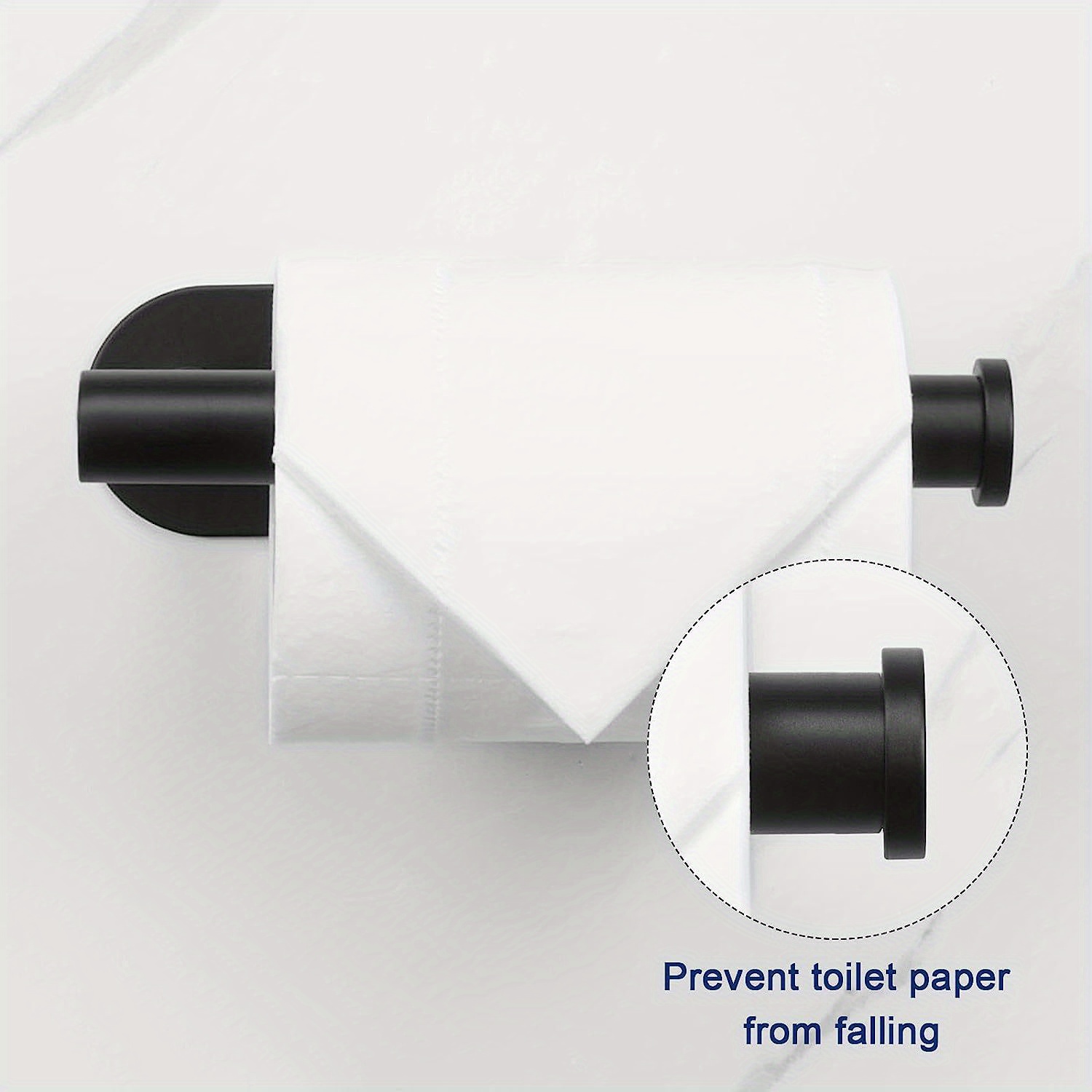 Portarrollos de papel higiénico individual para montaje en pared con  adhesivo hecho en metal negro 322191A Tutumi