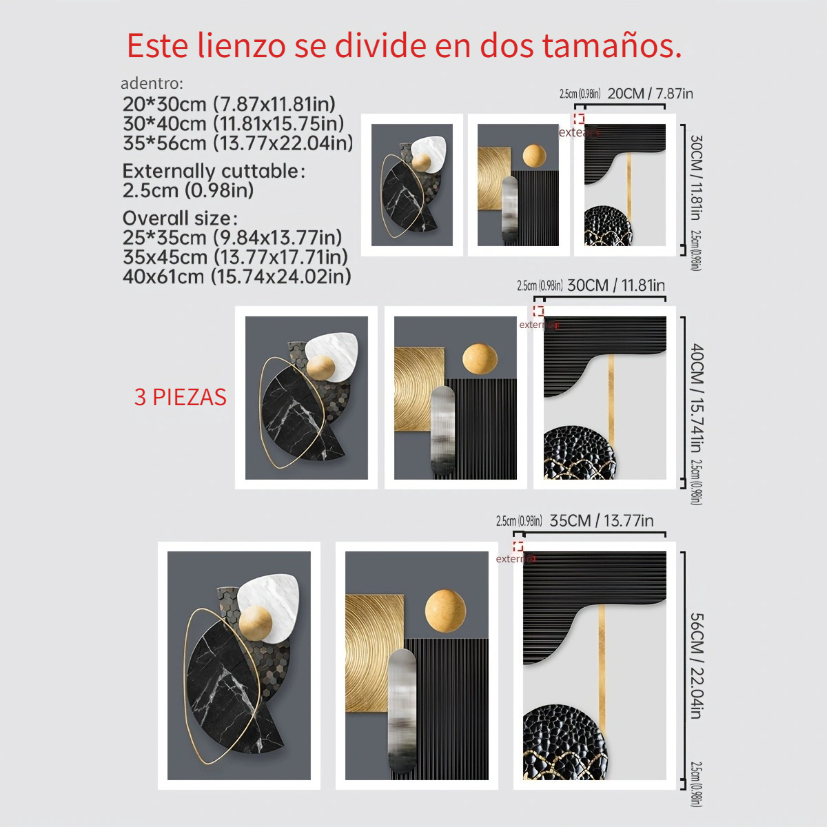 3pcs/set Impresión De Lienzo De Arte Abstracto, Pinturas De Pared De Lienzo  De Líneas Geométricas