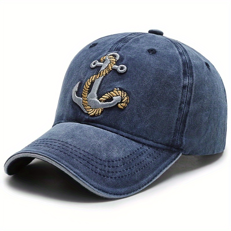 Anchor Embroidered Baseball Cap, Lightweight Adjustable Breathable  Trucker Sun Hat For Spring Summer Outdoor Sport Fishing Hiking Running