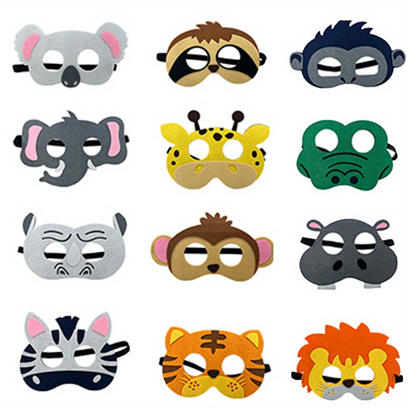 Set 1/12 Piezas Máscaras/antifaces Diseño Animales Selva - Temu