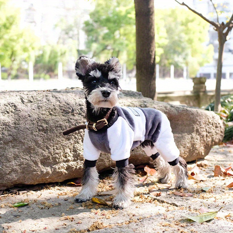 Pet Flannel Splicing Block Thickened Dog Coat Warm Windproof Jumpsuit