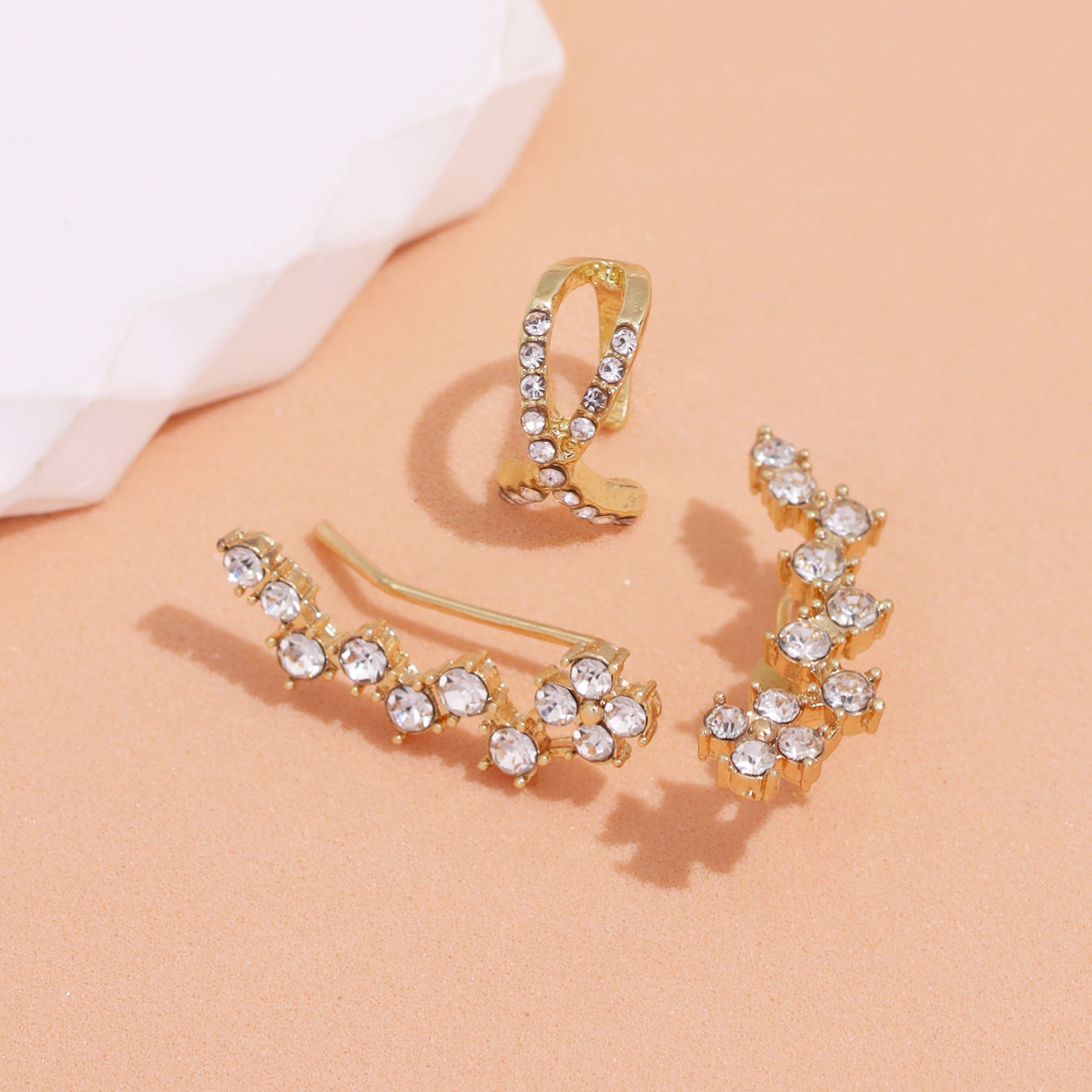 E-shop 3-teiliges Exquisites Funkelndes Strass Ohrclip Ohrring Set Damen Party Ball Dekoratives Schmuck