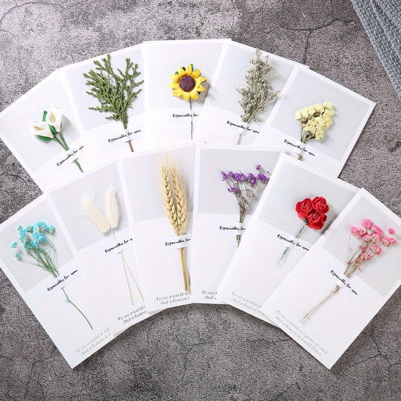 Dried Flowers Vintage Handmade Blank Small Cards - Temu