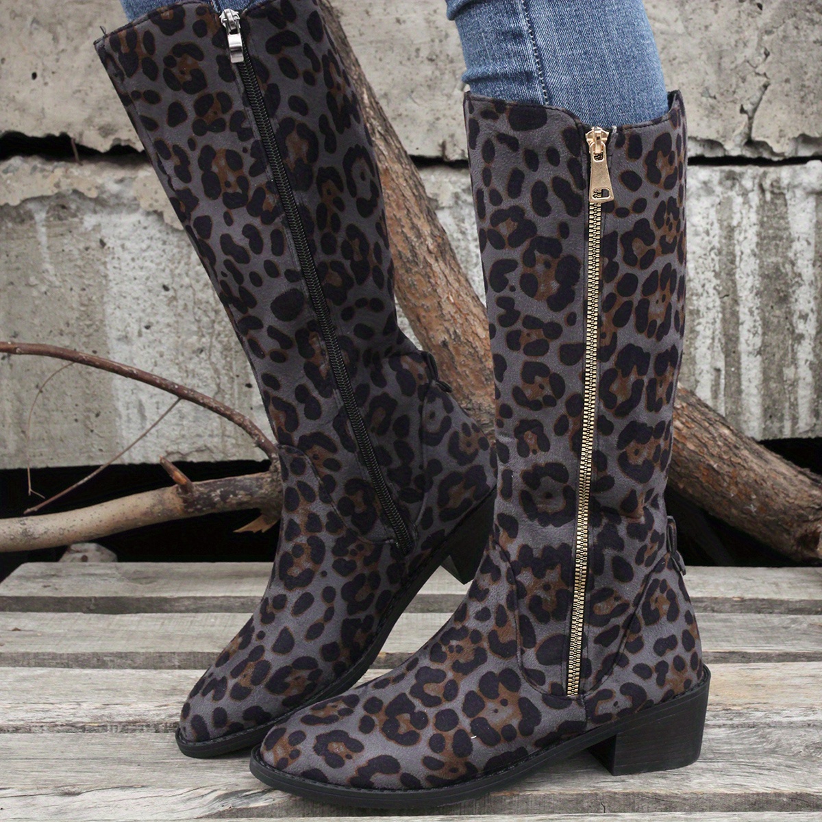 Animal print tall on sale boots