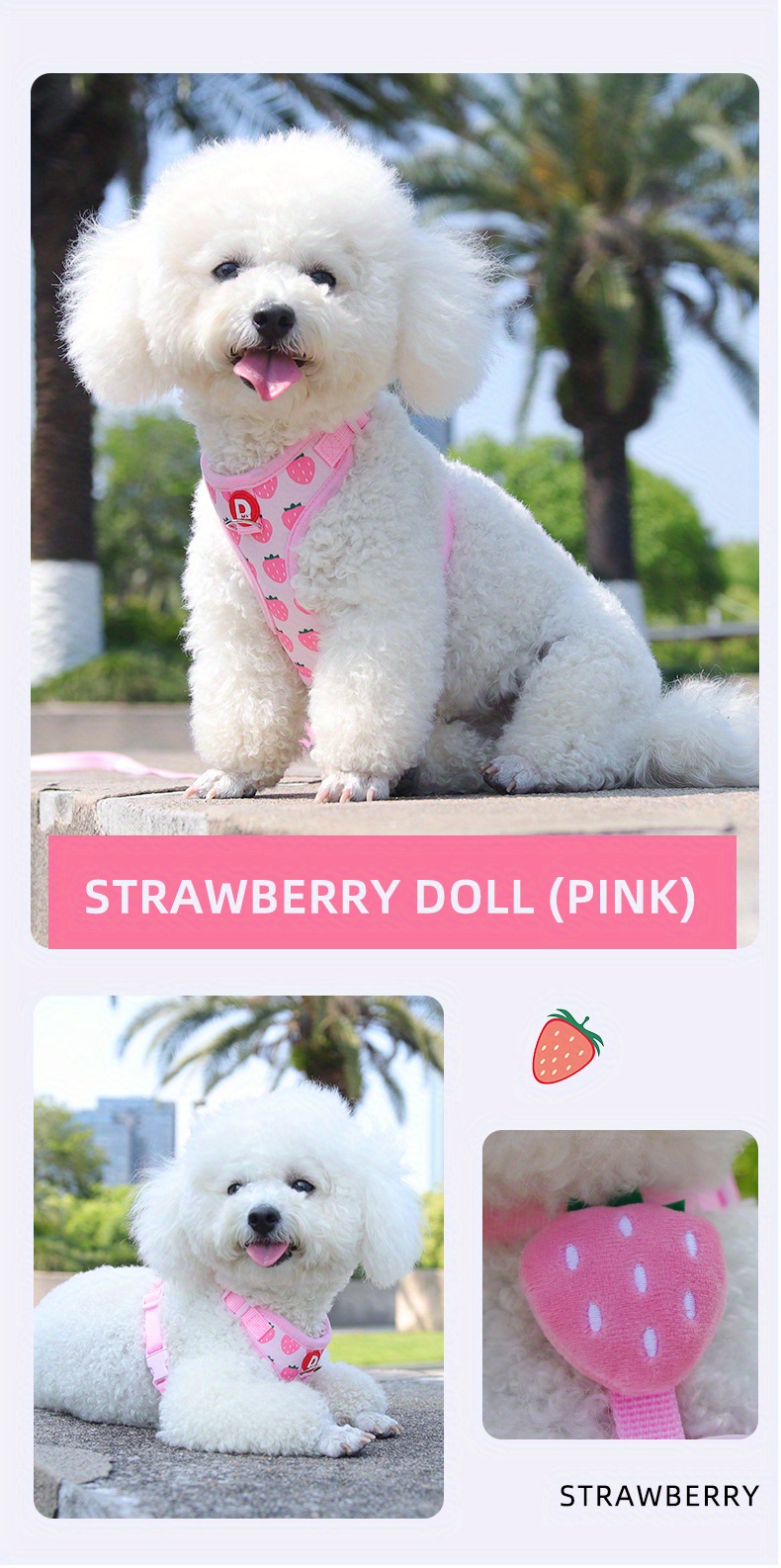 Dog Harness Vest Leash Set Fruit Print Dog Chest Back Small Temu