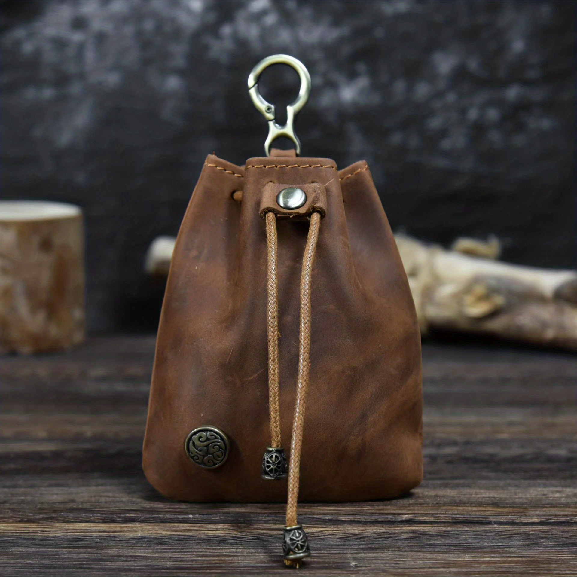 Leather Drawstring Coin Bag