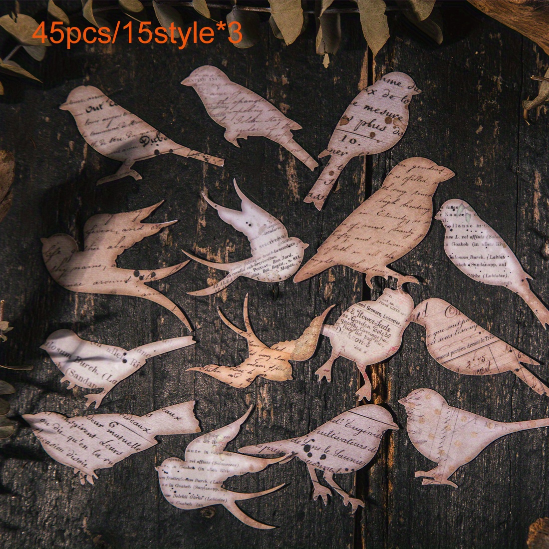 [Free Shipping] 60/360 pcs Vintage Large Flower Floral Botanical Washi  Stickers Flowers/Butterflies/Antique/Plants/Birds