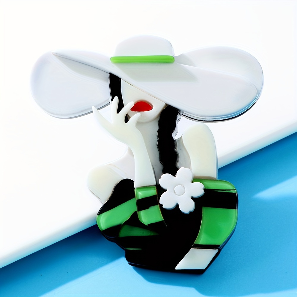 

Beauty With Acrylic Hat Brooch Pin All-match Women's Clothing Accessories