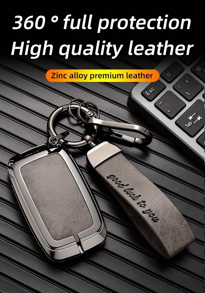 Custodia Portachiavi In Pelle Per Auto Land Rover - Compatibile Con LR4, LR2, Discovery, Range Sport, Evoque, Freelander - Con Pulsanti In Lega Di Zinco - Protezione Anti-Urto E Anti-Graffio