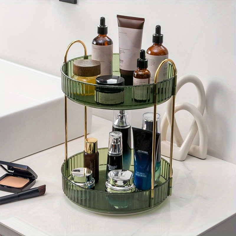 2-Tier Amber & Clear Acrylic Bathroom Storage Rack Makeup Cosmetic