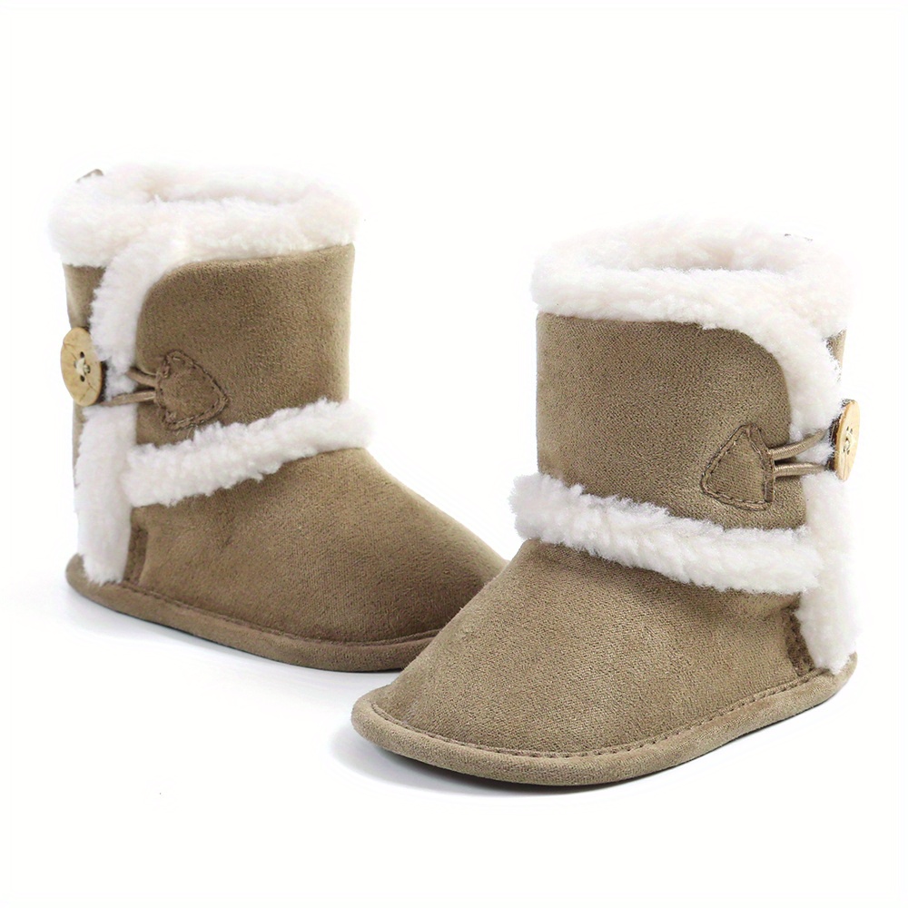 Botte de Neige Douce pour Bébé Chaussons En Peluche D'hiver pour Bébé  Tout-petit Nouveau-né Chaussures de Berceau 0-18M marron 6-12 mois