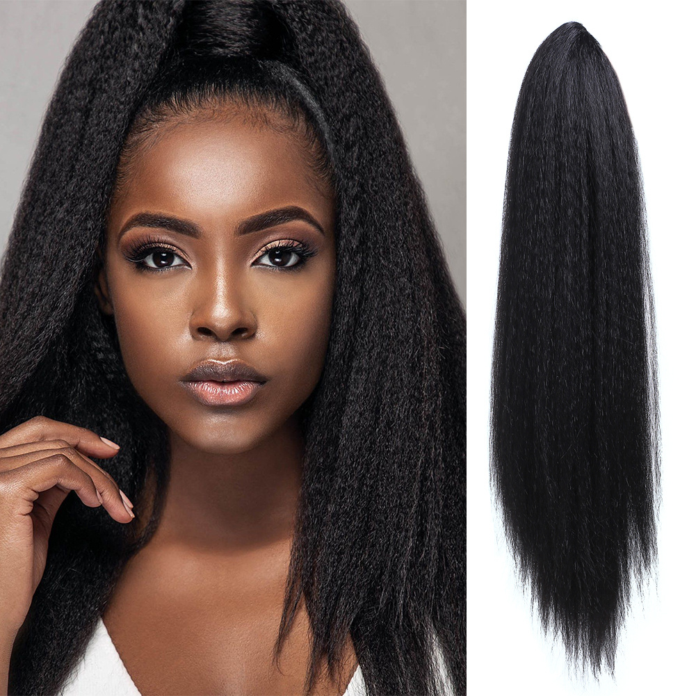 1pc Wig Clip Hair Extensions, Straight Hair Extensions Ponytail Black Fluffy Thick Synthetic Ponytails, Natural Ponytail for Women,Temu