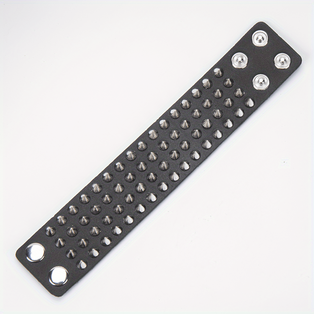 1pc mens rock punk alloy spike leather bracelet rivet motorcycle jewelry bracelet european and american retro bracelet party favors details 1