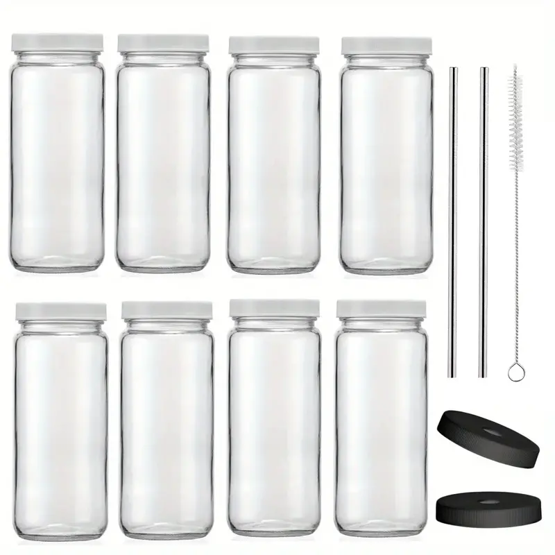 Glass Juicing Bottles With 2 Straws & 2 Lids W Holes, Reusable Tall Mason  Jar For Juice, Boba, Smoothie, Tea, Kombucha, Summer Party Drinkware, Small  Business Supplies - Temu United Arab Emirates