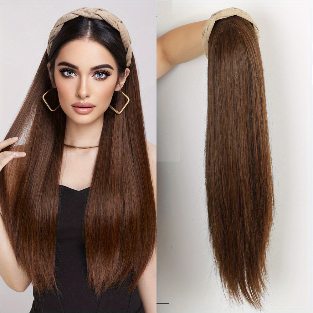 Black/brown Color Half Wig Headband Wig Synthetic Headband Wigs For