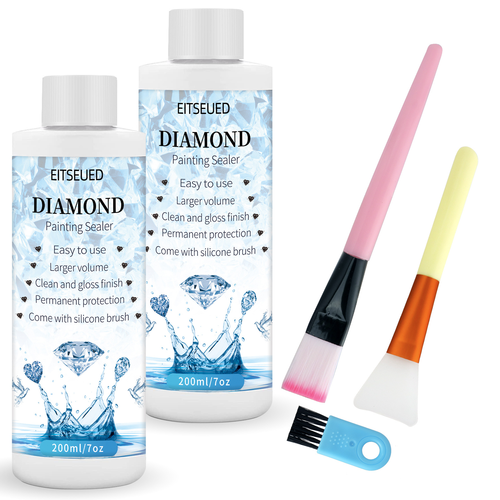 Diamond Painting Sealer 2 Pack 240ML 5D Diamond Painting Glue Sealer  Permanent Hold & Shine Effect Diamond Painting Accessories Glue for Diamond  Painting Puzzles and DIY Craft (4 OZ Each Bottle) 8OZ