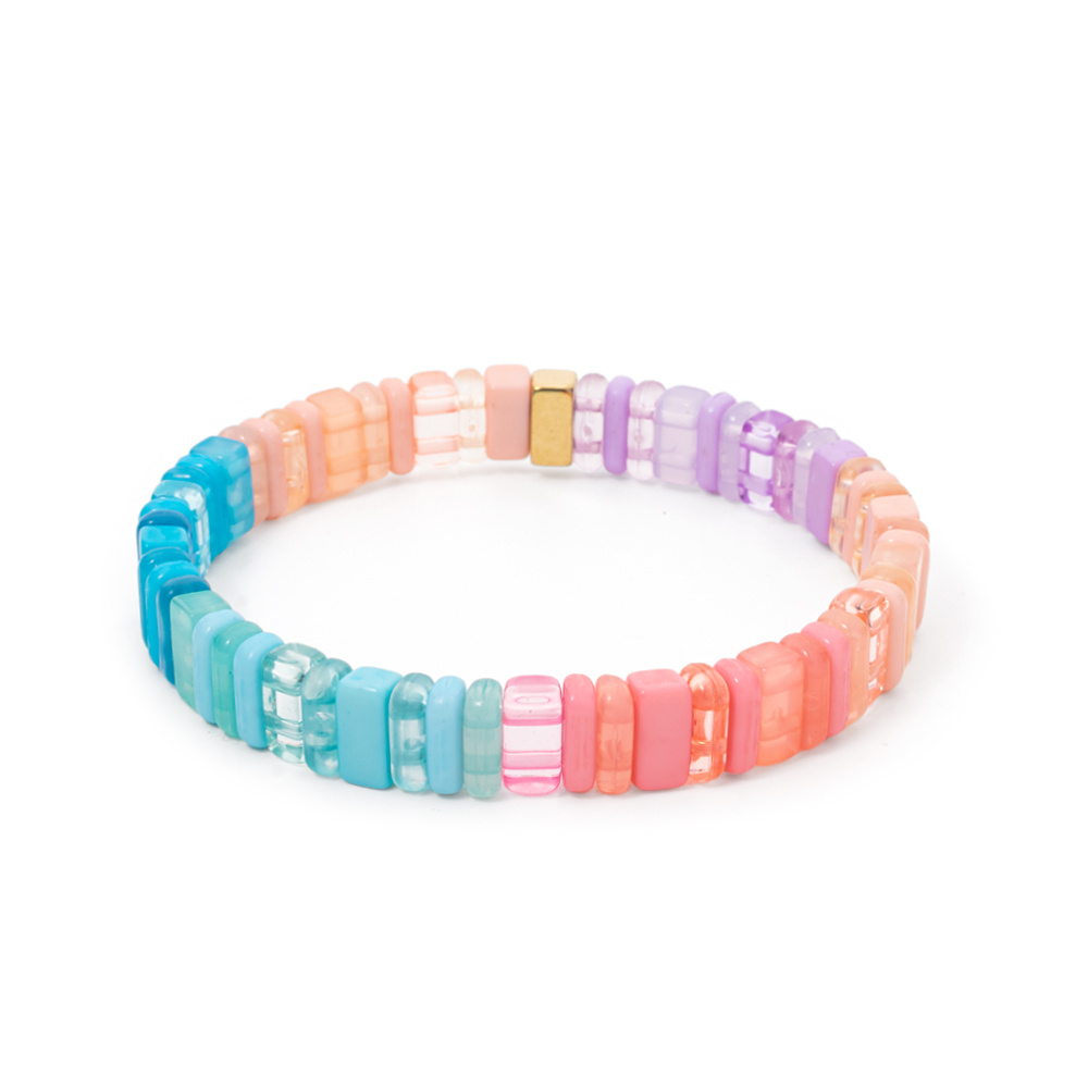 Colorful Acrylic Beads Stretch Bangle Bracelet