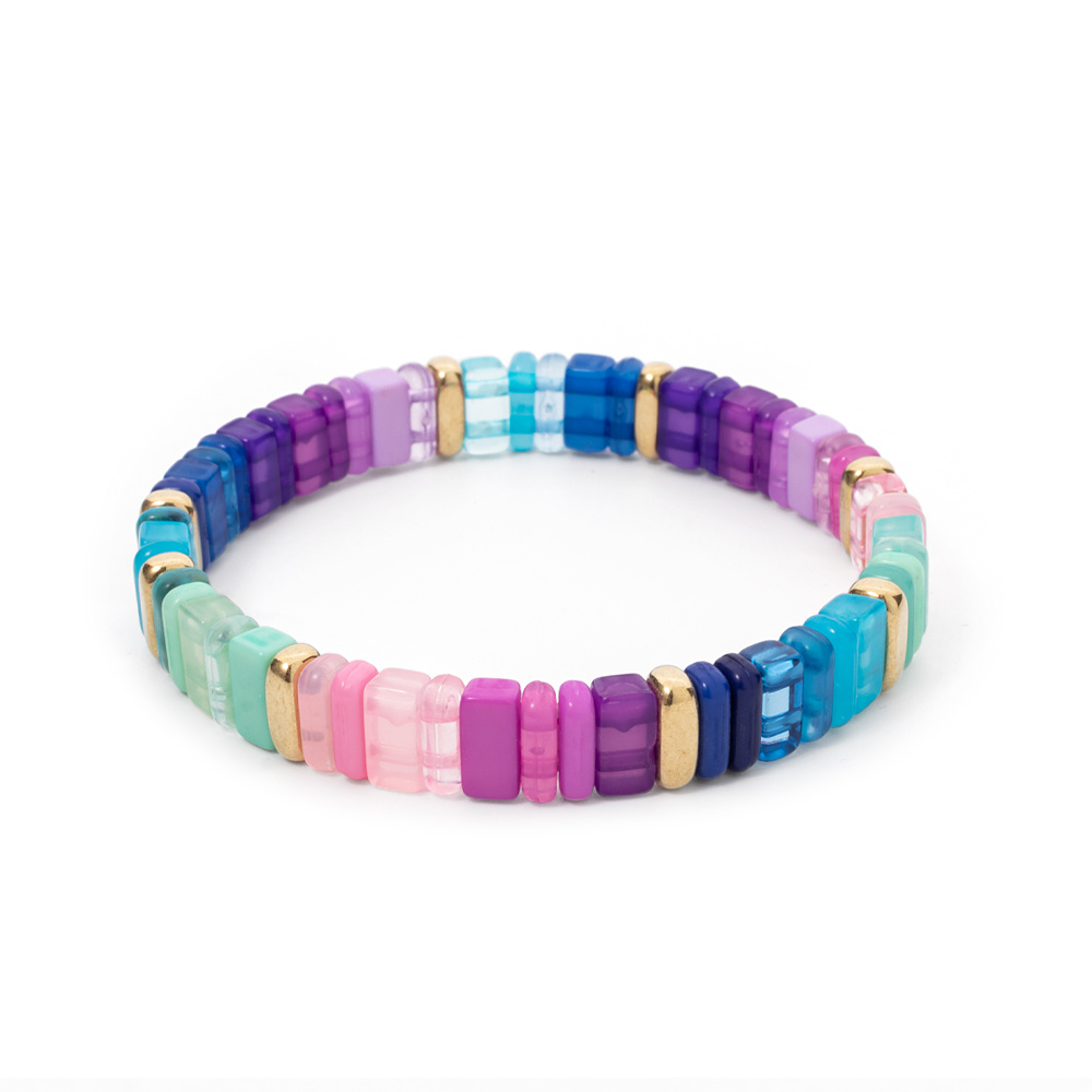 Colorful Acrylic Beads Stretch Bangle Bracelet