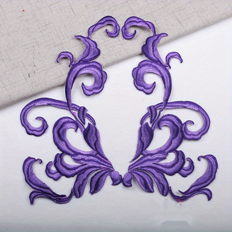 1pc Embroidery Appliques V-neck Collar Iron Sew On Patch For Wedding Bridal  Clothes Dress Decoration DIY Crafts