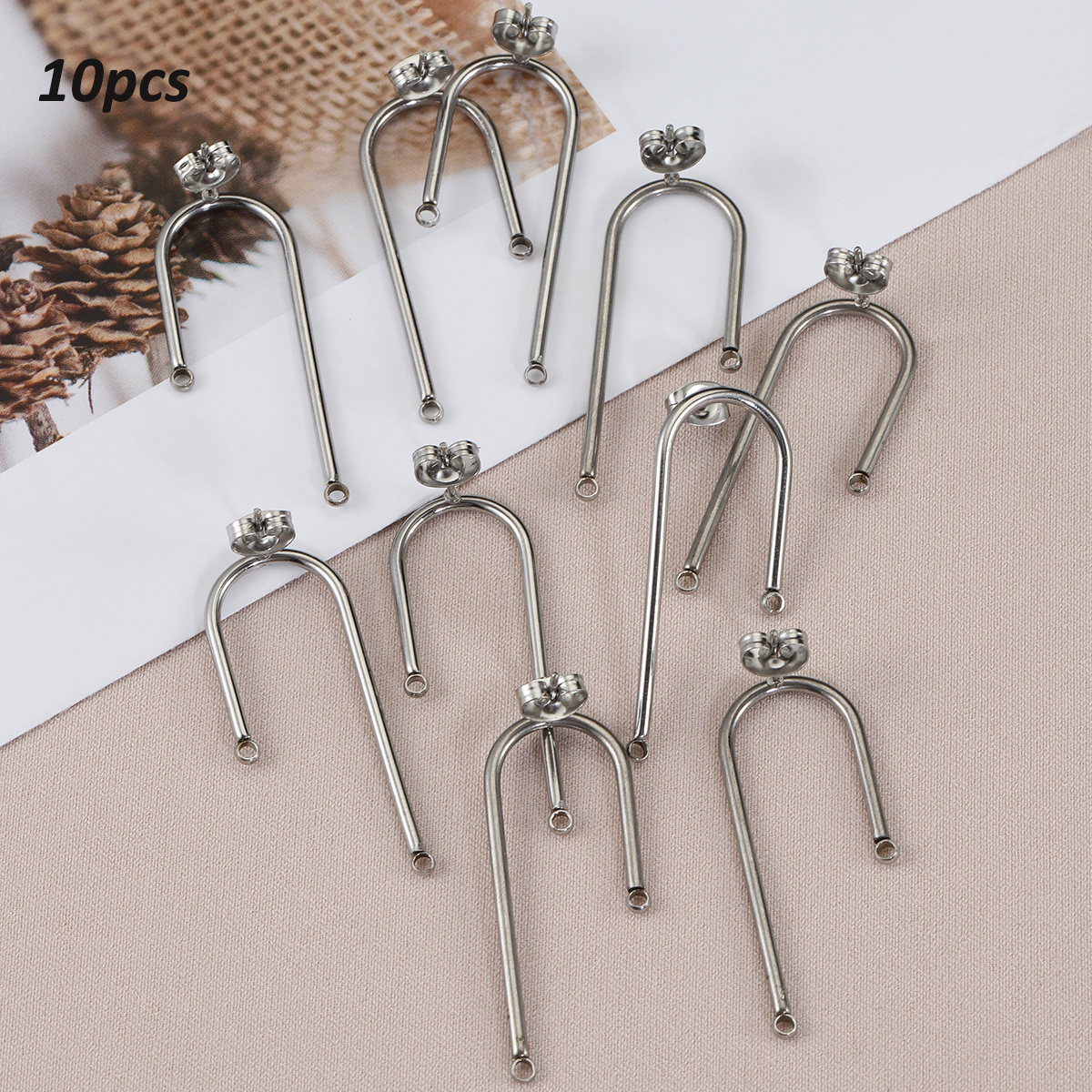 10pcs Stainless Steel Ear Studs Earring Post Base Pins With Ear Backs For  Earrings Jewelry Making Components