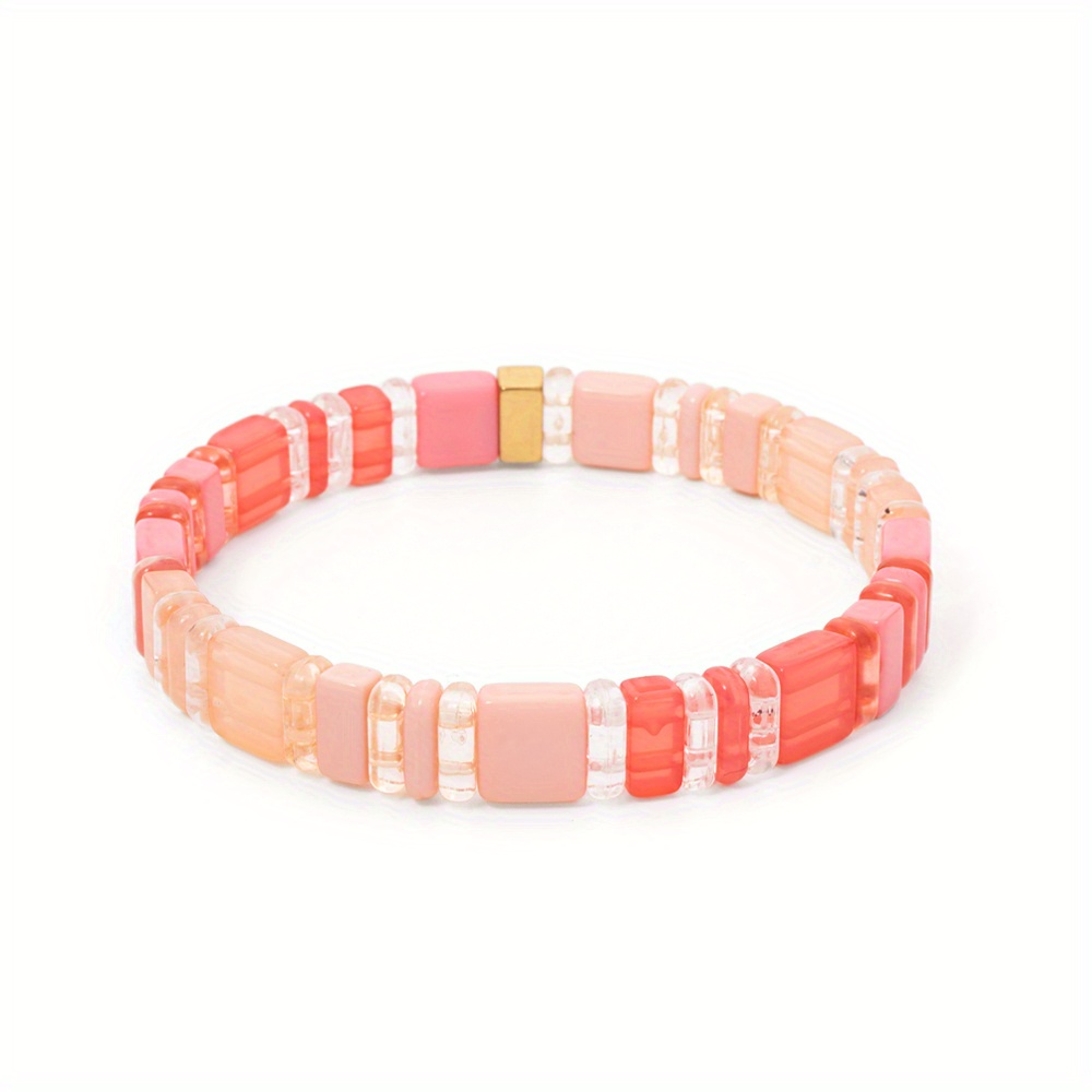 Colorful Acrylic Beads Stretch Bangle Bracelet
