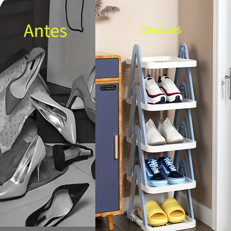 Zapatero plegable moderno de doble modo, 4 niveles de plástico moderno que  ahorra espacio organizador de almacenamiento de zapatos para armario