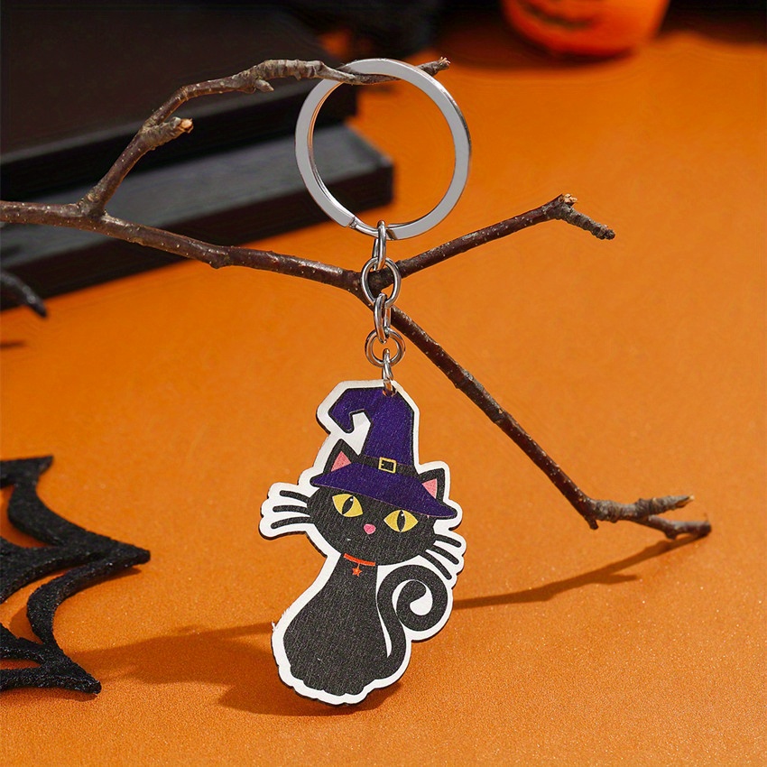 Witch On Broomstick Black Cat Keychain Cute Japanese Anime Key Ring Purse  Bag Backpack Car Key Charm Halloween Accessory Gift - Temu