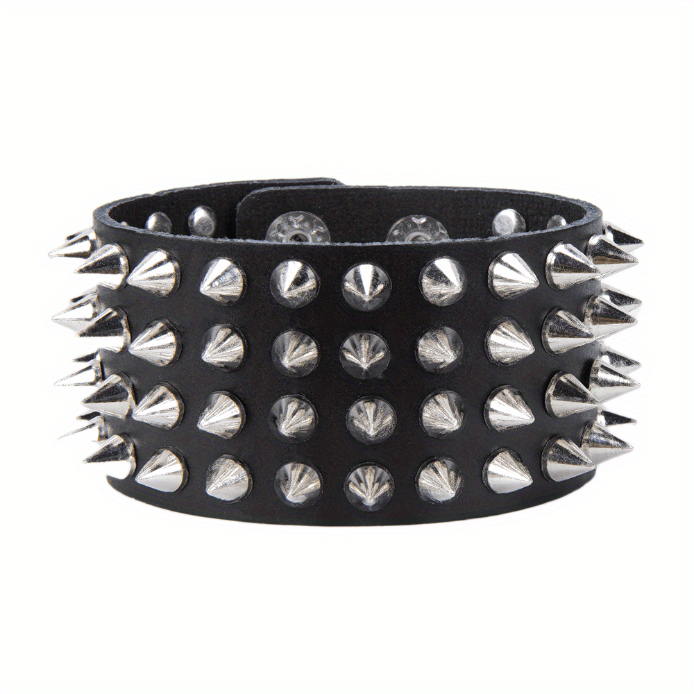 1pc mens rock punk alloy spike leather bracelet rivet motorcycle jewelry bracelet european and american retro bracelet party favors details 0