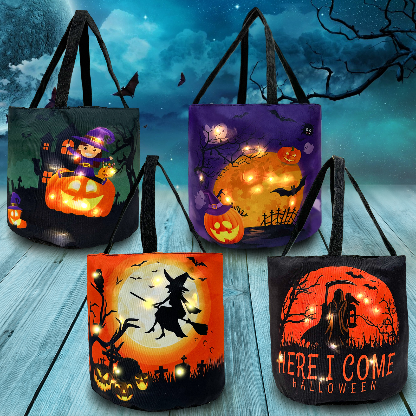 Led Light Halloween Candy Bags Light Up Halloween Party Trick Or