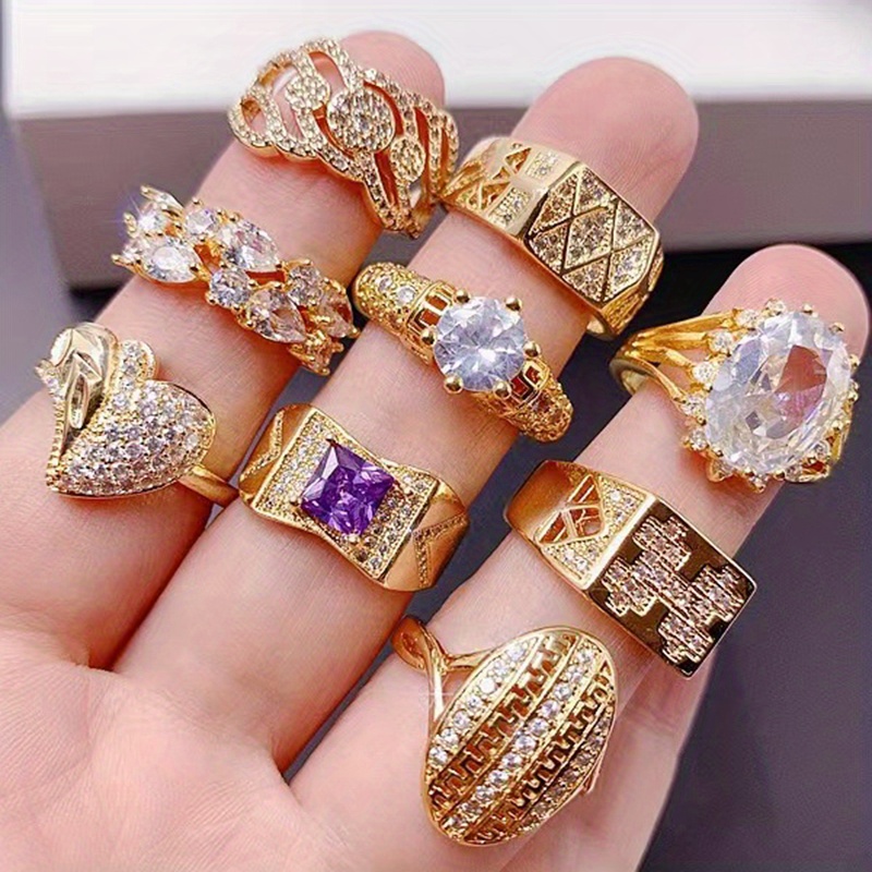 Rhinestone deals ring set