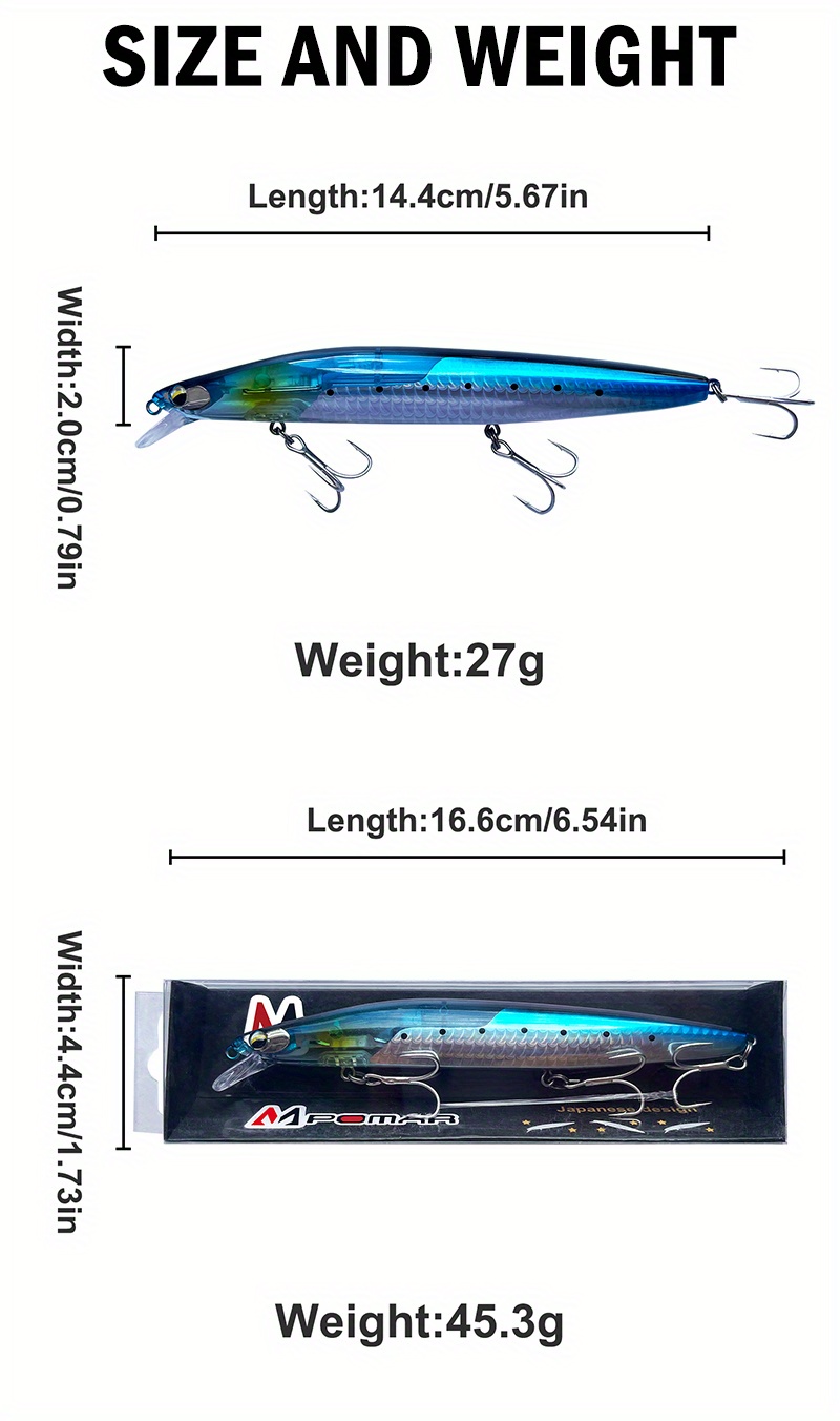 1pc 14.4cm-27g Bionic Minnow Wobblers Fishing Lure, 5.67inch-0.95oz Plastic  Artificial Hard Bait Fishing Tackle For Pike Bass Pesca Fishing