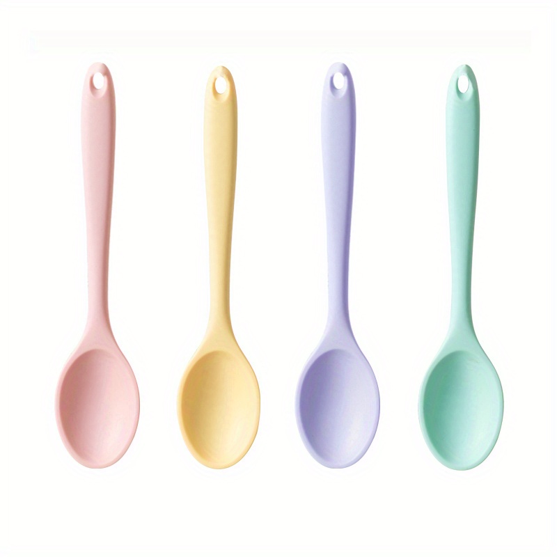 Food Grade Silicone Spoon Long Handle Dinner Spoon Drinking - Temu