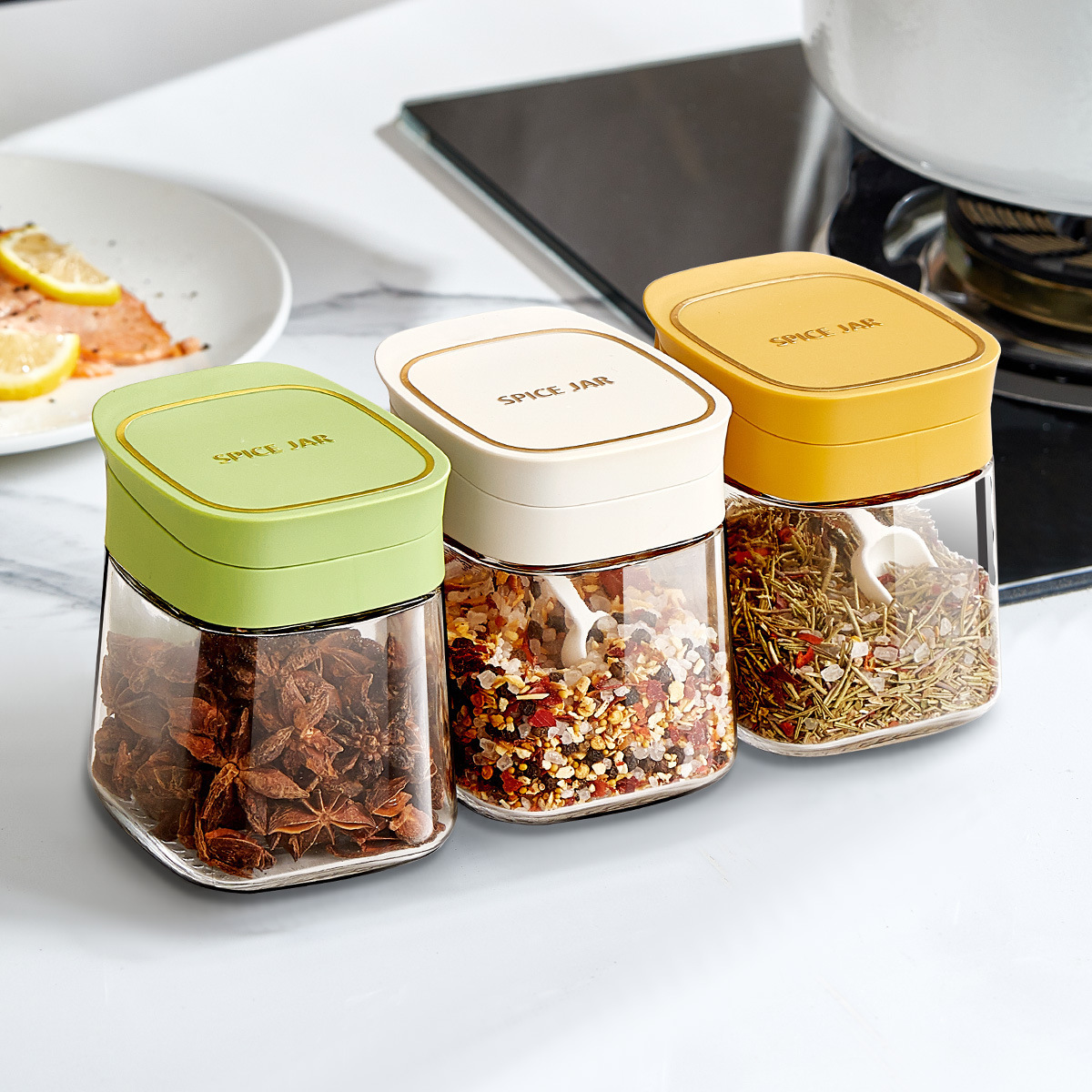 1pc Kitchen Spice Jar Set Storage Box With Multiple Compartments, Salt,  Monosodium Glutamate, Pepper And Other Spices Container