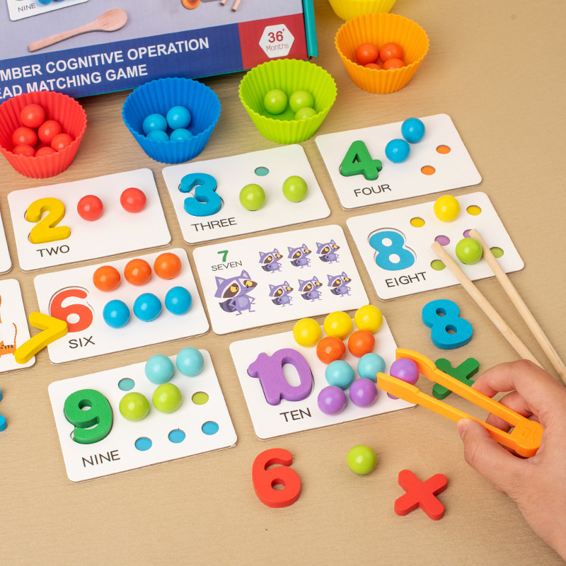 Ensemble 3 jeux en bois Montessori : Mathématiques, motricité, logique