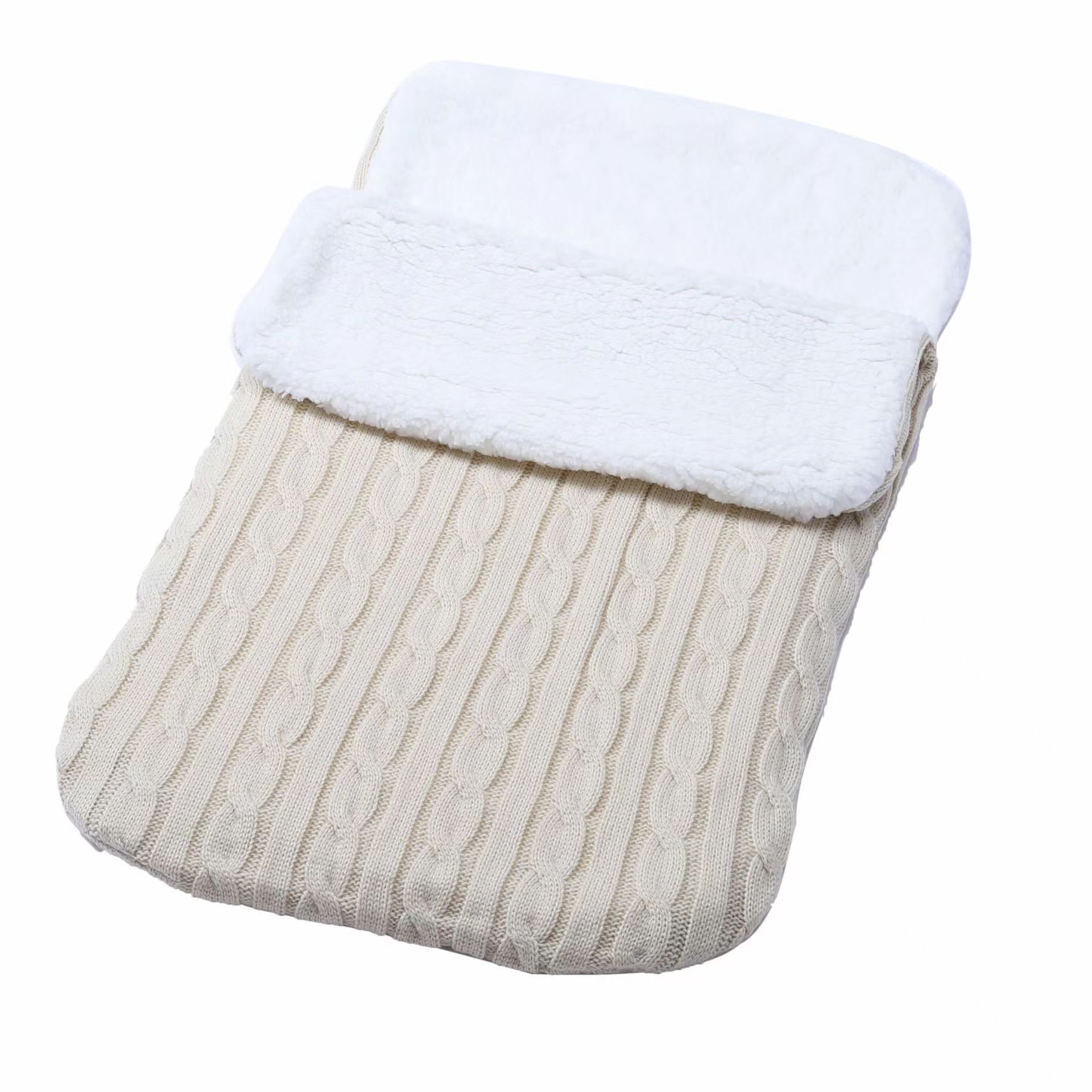 Baby Plus Velvet Sleeping Bag, Thickened Knitted Warm Blanket