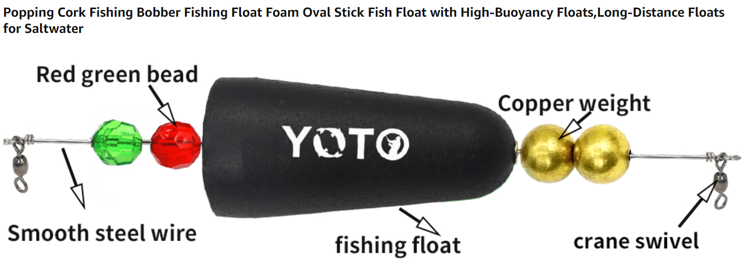 FISHING FLOATS BOBBERS for Float Rig Rattle Popping Cork Weighted