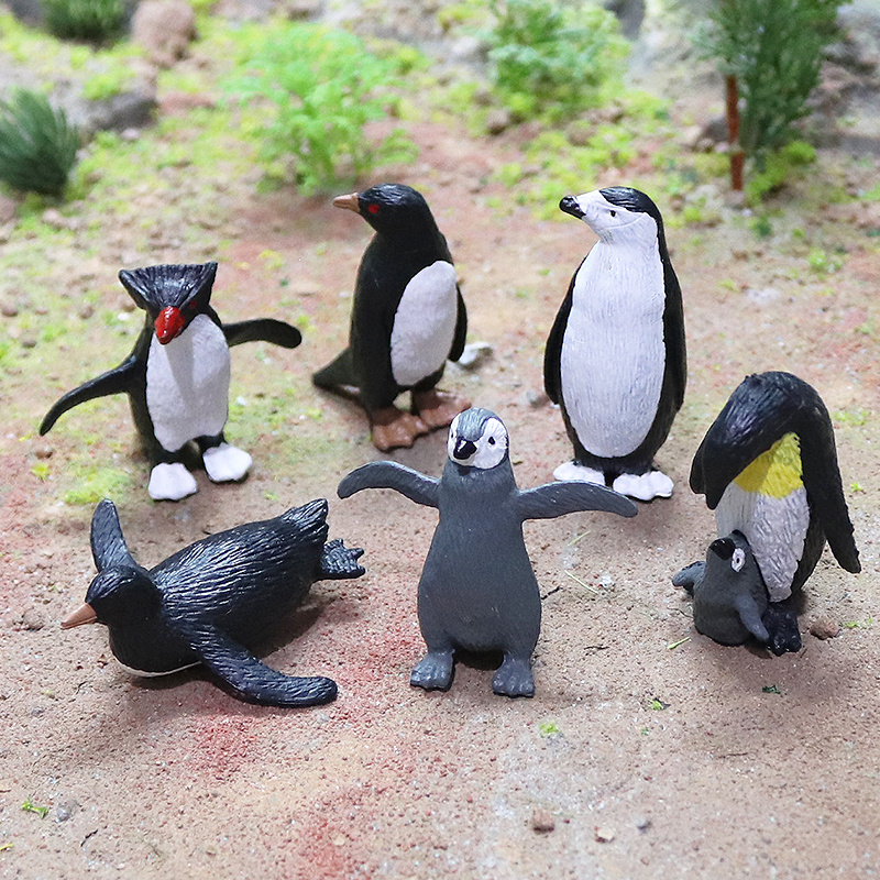14個のリアルなペンギンの置物 プラスチック極地北極動物フィギュア 