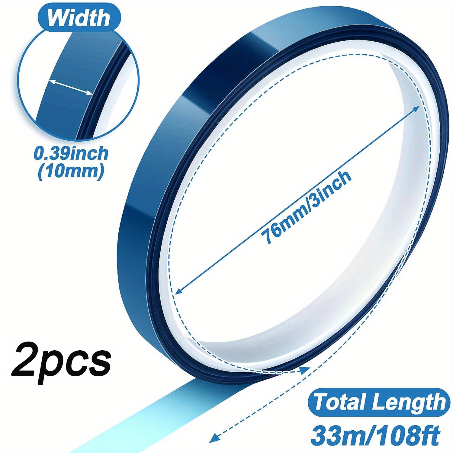 Sublimation Blanks Thermal Heat Tape for Sublimation (10mm, 2 Pack)