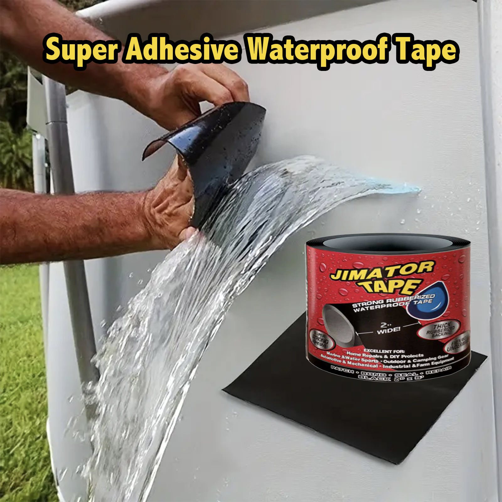 

Waterproof Tape Caulk By Jimator - Leak Proof, Stain Resistant, Water-resistant Resin Sealant For Pvc Pipe Repair - Black & White Options Available