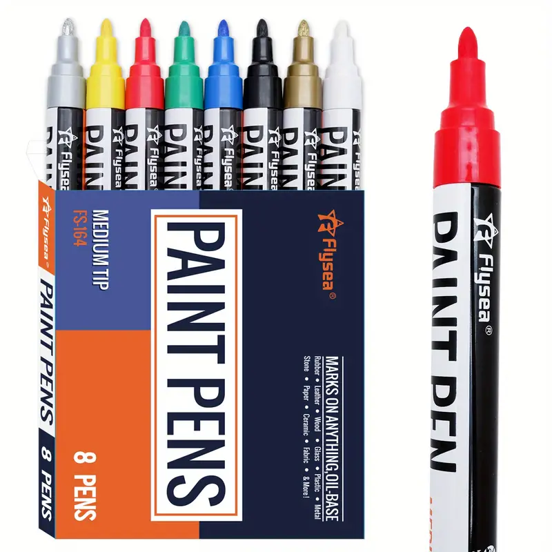 Flysea Permanent Paint Pens Markers Single Color Oil Based - Temu