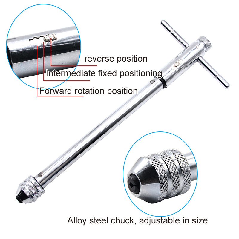 uxcell Adjustable Ratchet Tap Wrench T-Handle, for Metric M5-M12 Thread  Taps, Ratcheting T Handle Holder Reamer Hand Tapping Tool for Machinist