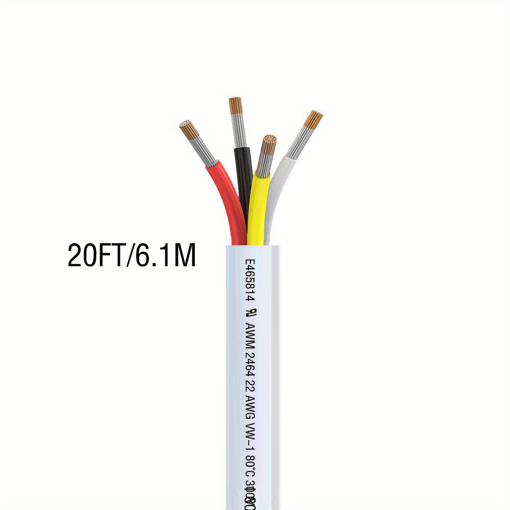 Cable eléctrico de 5M, 2 núcleo 3 núcleo 4 núcleo, Cable de Cobre, Cable  blindado de Control de señal de Audio 0.2-2.5 mm (Color : 4 Core