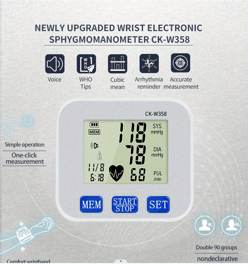 Wrist Electronic Blood Pressure Monitor Ck w358 (lithium - Temu